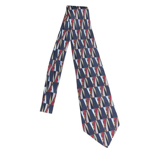 Henry Grethel Geometric Silk Necktie Abstract Pattern‎ Business Career - Picture 1 of 6